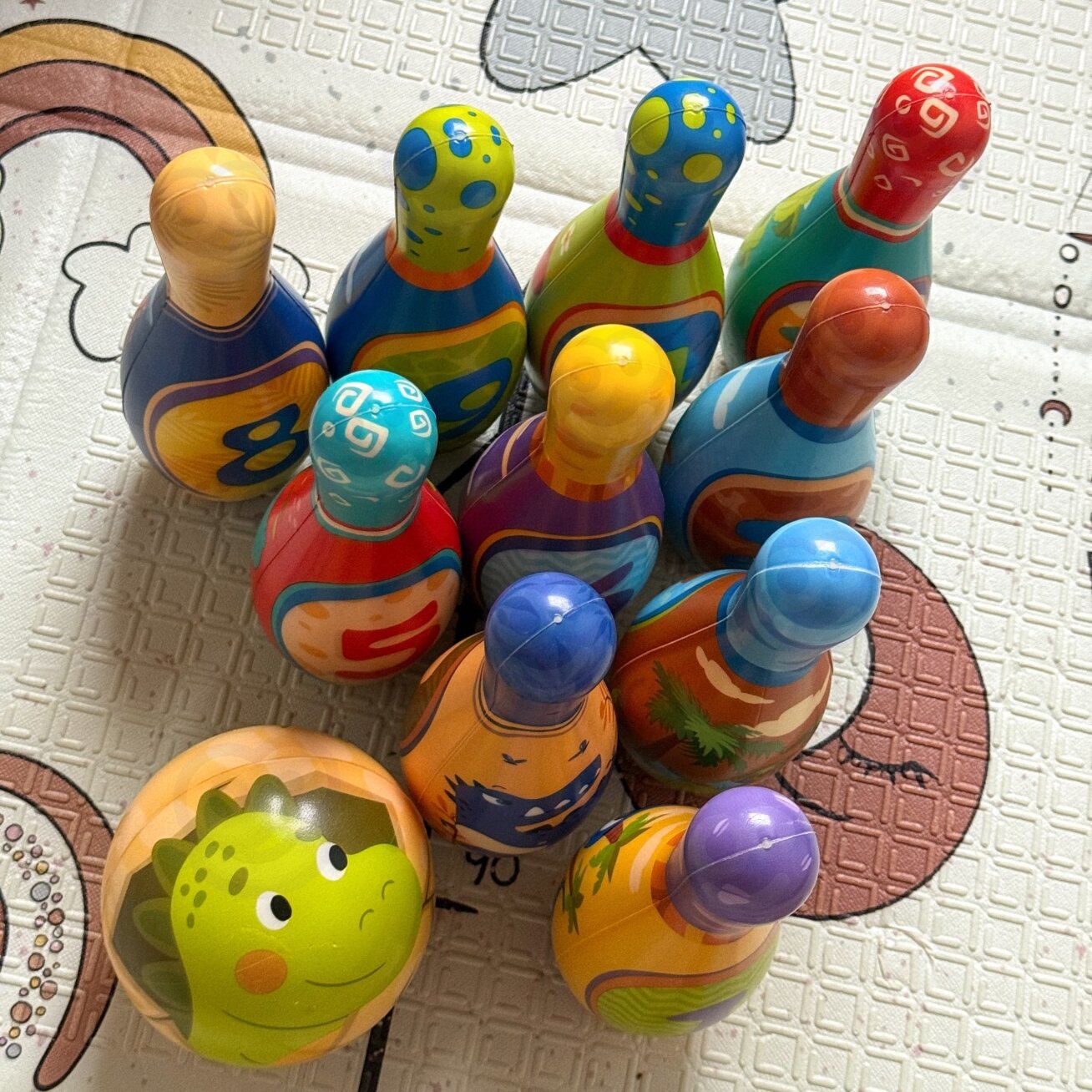 WOOPIE Vikrumo žaidimas Boulingas Minkšti Soft dinozaurai rinkinys 12 vnt. 4