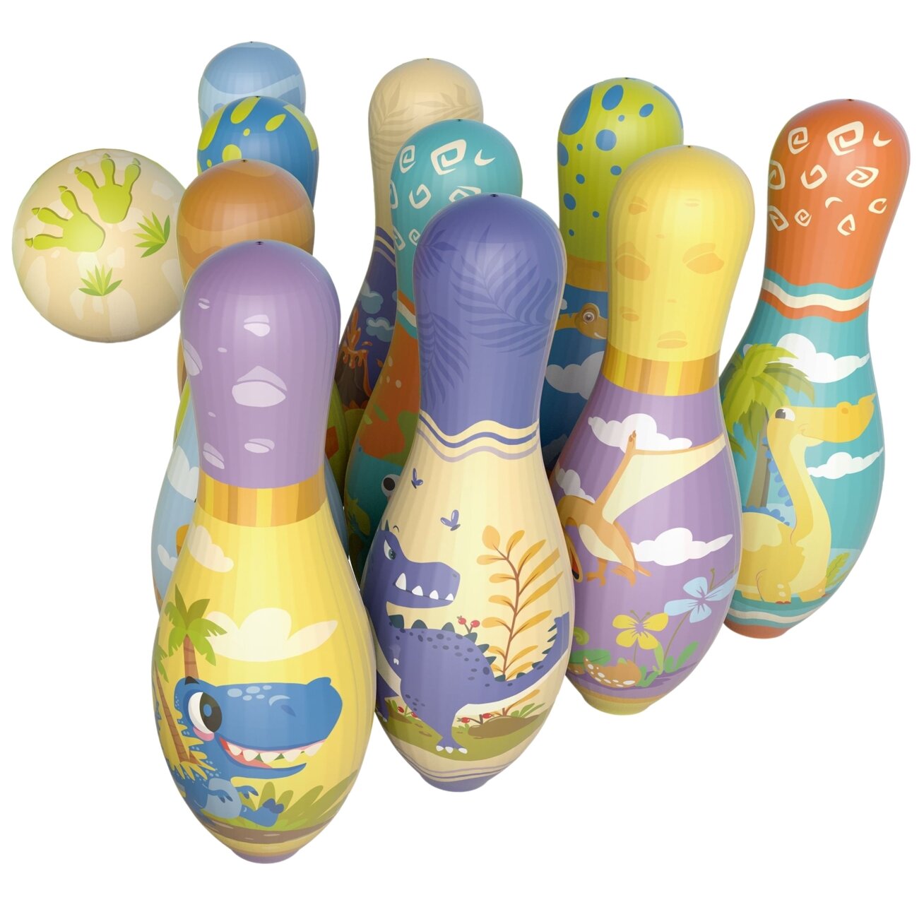 WOOPIE Vikrumo žaidimas Boulingas Minkšti Soft dinozaurai rinkinys 12 vnt. 6 WOOPIE Vikrumo žaidimas Boulingas Minkšti Soft dinozaurai rinkinys 12 vnt. 6