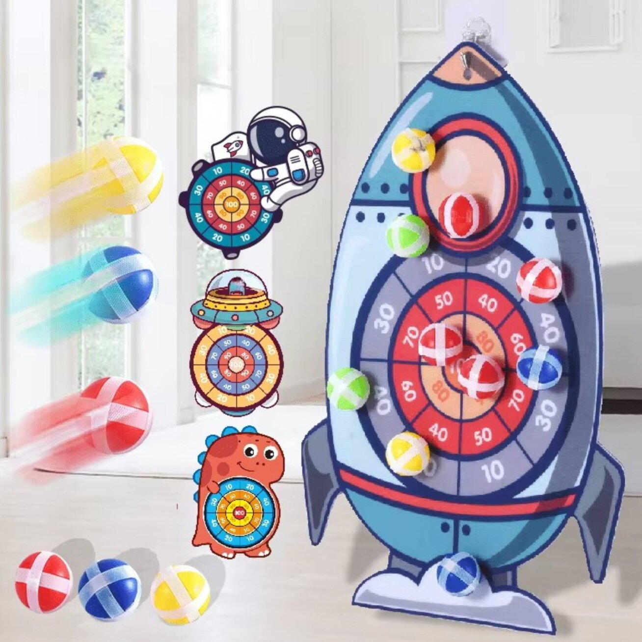 WOOPIE Vikrumo žaidimas „Dartai“ su lipukais – taikinys raketa 1 WOOPIE Vikrumo žaidimas „Dartai“ su lipukais – taikinys raketa 1