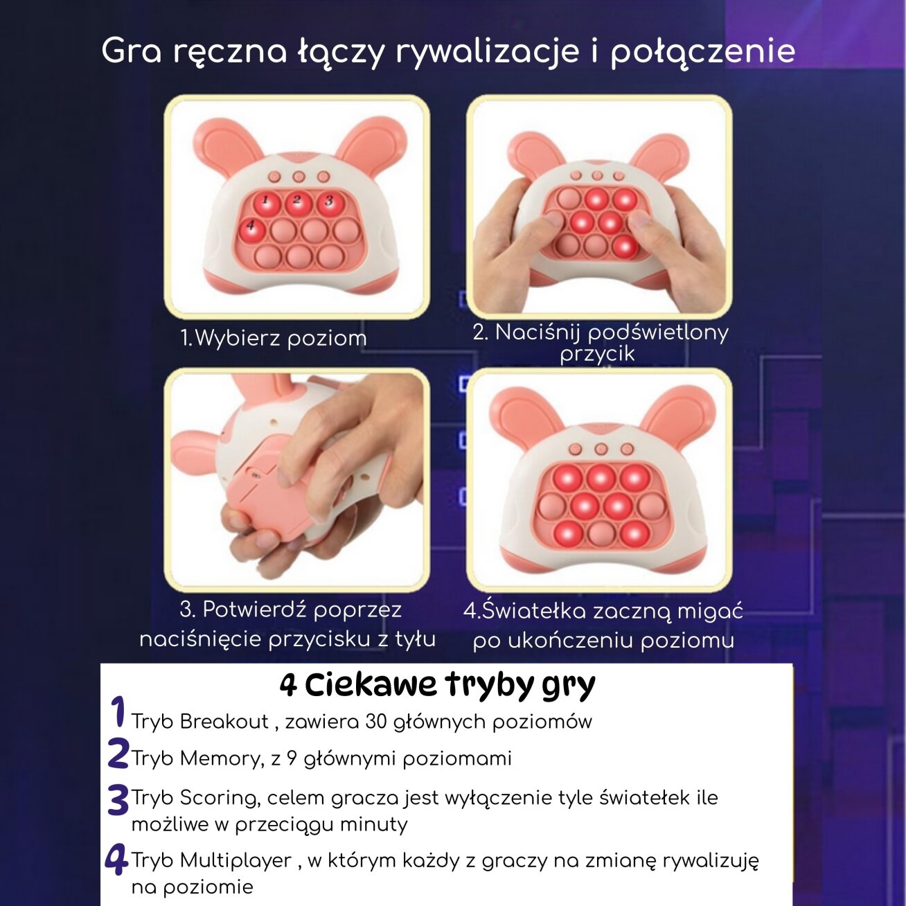 WOOPIE POP IT elektrinis antistresinis vikrumo žaidimas „Triušiuko ausys“ 1