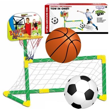WOOPIE 2in1 rinkinys Krepšinis Futbolo vartai + kamuoliai