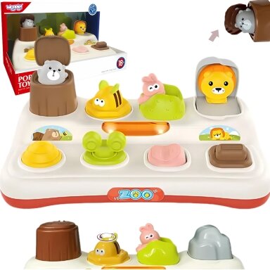 WOOPIE BABY Edukacinis žaislas Iššokantys gyvūnėliai ZOO Pop Up