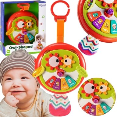 WOOPIE BABY Interaktyvus žaislas pelėdžiukas pianinukas su čežančia uodega