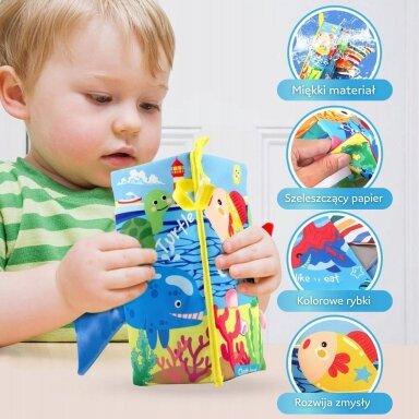 WOOPIE BABY Medžiaginė šiugždanti knygelė su jūrų gyvūnų uodegėlėmis