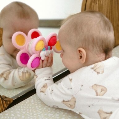 WOOPIE BABY Kosminis Spinner Pop-it sensorinis žaislas, keičiami 3 vnt., rožinis.