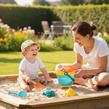 WOOPIE BABY Rinkinys: sulankstomas kibirėlis su grėbliukais, kastuvėliu ir formelėmis, mėlynas WOOPIE BABY Rinkinys: sulankstomas kibirėlis su grėbliukais, kastuvėliu ir formelėmis, mėlynas