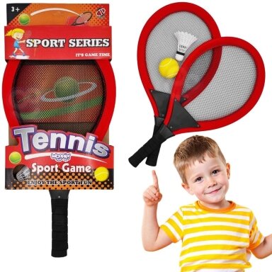 WOOPIE Didelės teniso ir badmintono raketės vaikams rinkinys + kamuoliukas ir plunksnelė WOOPIE Didelės teniso ir badmintono raketės vaikams rinkinys + kamuoliukas ir plunksnelė
