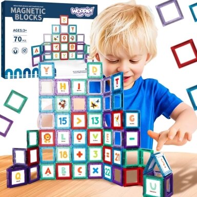 WOOPIE Erdvinės magnetinės kaladėlės Raidžių mokymasis 70 elementų