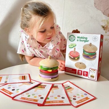 WOOPIE GREEN Medinis burgeris – restoranas, dėlionė vaikams, 15 el. FSC sertifikatas