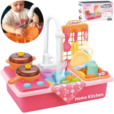 WOOPIE 2in1 kriauklė virtuvė vaikams rožinė