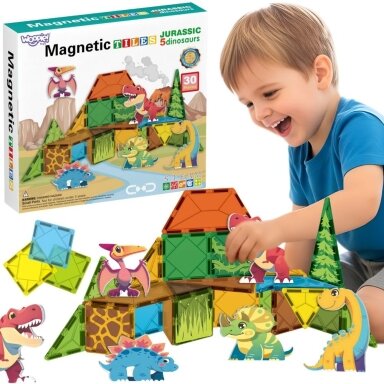 WOOPIE magnetiniai konstrukciniai blokeliai 7,5 cm Dino 30 vnt.