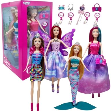 WOOPIE 4 magiškų princesių rinkinys – lėlių dėžutė 4in1 su priedais