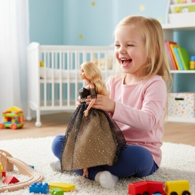 WOOPIE ROYAL lėlė Lily 30 cm Ilgi šviesūs plaukai Juoda pokylio suknelė