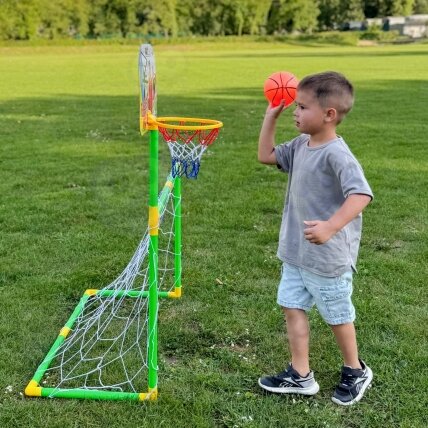 WOOPIE 2in1 rinkinys Krepšinis Futbolo vartai + kamuoliai 1