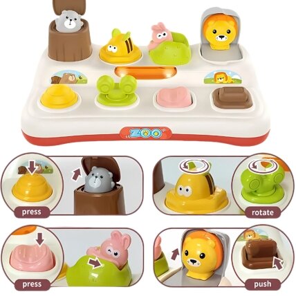WOOPIE BABY Edukacinis žaislas Iššokantys gyvūnėliai ZOO Pop Up 4