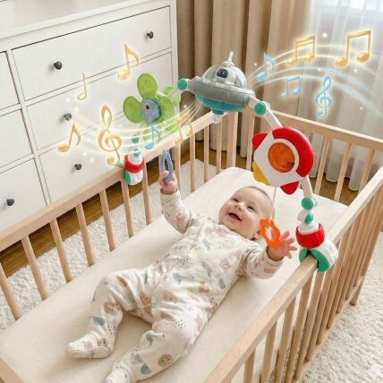 WOOPIE BABY Interaktyvus lankas su žaisliukais lovytei, grojantis lopšines 1