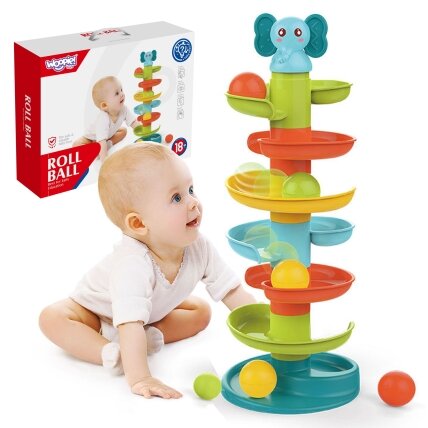 WOOPIE BABY kamuoliukų trasa (kulodromas) spiralės rinkinys + 3 kamuoliukai