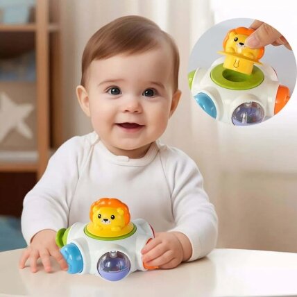 WOOPIE BABY Kosminė veiklų raketa – edukacinis sensorinis veiklų kubas 18m+ 1