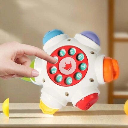 WOOPIE BABY Kosminė veiklų raketa – edukacinis sensorinis veiklų kubas 18m+ 4