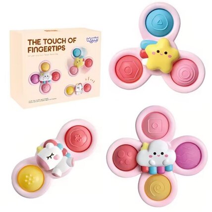 WOOPIE BABY Kosminis Spinner Pop-it sensorinis žaislas, keičiami 3 vnt., rožinis.