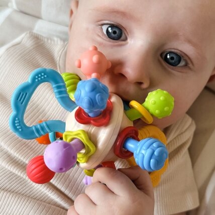 WOOPIE BABY Minkštas barškutis 2in1 kramtukas sensorinis žaislas kūdikiams 0m+ 3 WOOPIE BABY Minkštas barškutis 2in1 kramtukas sensorinis žaislas kūdikiams 0m+ 3