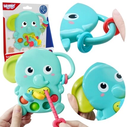 WOOPIE BABY Sensorinis kramtukas Drambliukas Montessori 4in1 WOOPIE BABY Sensorinis kramtukas Drambliukas Montessori 4in1