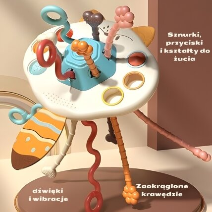 WOOPIE BABY Montessori sensorinis žaislas – kramtukas, barškutis, daugiafunkcis lapinas 2