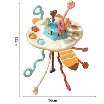 WOOPIE BABY Montessori sensorinis žaislas – kramtukas, barškutis, daugiafunkcis lapinas 9