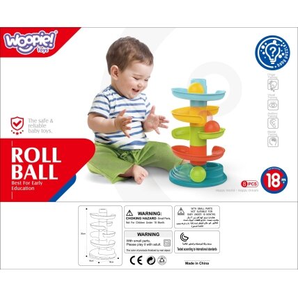 WOOPIE BABY kamuoliukų trasa Kulių trasa rinkinys Spiralė + 3 kamuoliukai 6