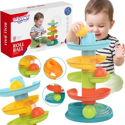 WOOPIE BABY kamuoliukų trasa Kulių trasa rinkinys Spiralė + 3 kamuoliukai