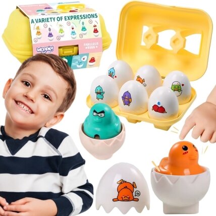 WOOPIE Montessori rūšiavimo dėlionė: priderink formas. Linksmi viščiukai kiaušiniuose 6 vnt. 15