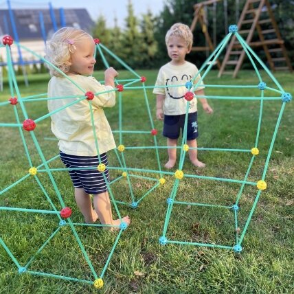 WOOPIE Dideli konstrukciniai blokai Palapinė Rinkinys Šiaudeliai Vamzdeliai 128 el. 3