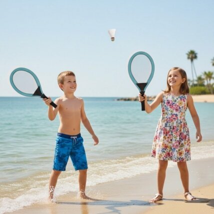 WOOPIE Didelės teniso ir badmintono raketės vaikams rinkinys + kamuoliukas ir plunksniukas 6