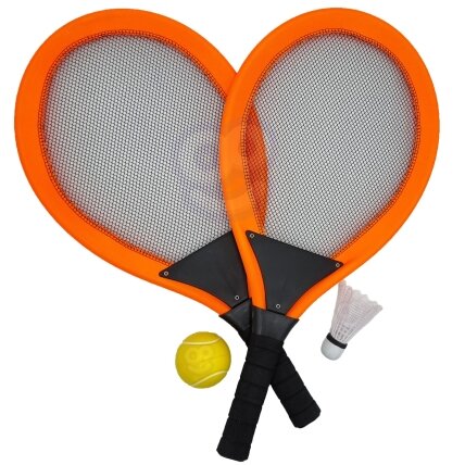 WOOPIE Didelės teniso ir badmintono raketės vaikams rinkinys + kamuoliukas ir plunksnelė 1 WOOPIE Didelės teniso ir badmintono raketės vaikams rinkinys + kamuoliukas ir plunksnelė 1