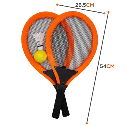 WOOPIE Didelės teniso ir badmintono raketės vaikams rinkinys + kamuoliukas ir plunksnelė 7 WOOPIE Didelės teniso ir badmintono raketės vaikams rinkinys + kamuoliukas ir plunksnelė 7