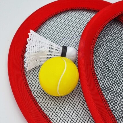 WOOPIE Didelės teniso ir badmintono raketės vaikams rinkinys + kamuoliukas ir plunksnelė 2 WOOPIE Didelės teniso ir badmintono raketės vaikams rinkinys + kamuoliukas ir plunksnelė 2