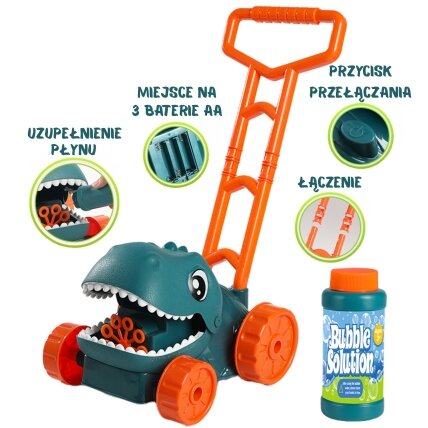 WOOPIE Sodo žoliapjovė Dino muilo burbulams dinozauras + skystis 11