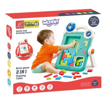 WOOPIE Dvipusė piešimo lenta ir Tetris žaidimas 2in1 oranžinė 7