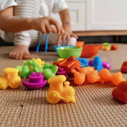 WOOPIE Edukacinis Montessori žaidimas Spalvų rūšiuoklis Transporto priemonės 44 el. 1