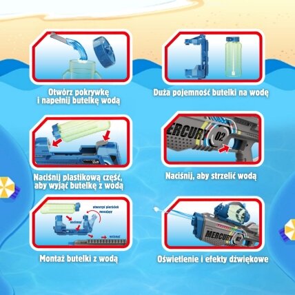 WOOPIE Elektrinis automatinis vandens pistoletas Merkury 2 WOOPIE Elektrinis automatinis vandens pistoletas Merkury 2