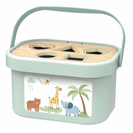 WOOPIE GREEN Dėžutė Sorter Box 3in1 Kaladėlės Piramidė Drambliukas FSC 10 WOOPIE GREEN Dėžutė Sorter Box 3in1 Kaladėlės Piramidė Drambliukas FSC 10