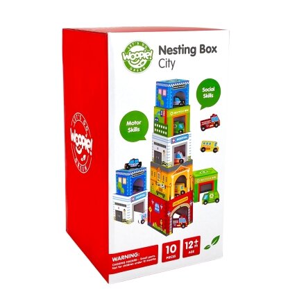 WOOPIE GREEN Dėlionė Kubeliai Miestas Transporto priemonės dėžutėse + Figūrėlės 10 vnt. 14