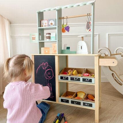 WOOPIE GREEN Didelė daugiafunkcė parduotuvėlė 5in1 kioskas prekyvietė prekybos centras restoranas kavinė virtuvė 73 el. 1 WOOPIE GREEN Didelė daugiafunkcė parduotuvėlė 5in1 kioskas prekyvietė prekybos centras restoranas kavinė virtuvė 73 el. 1