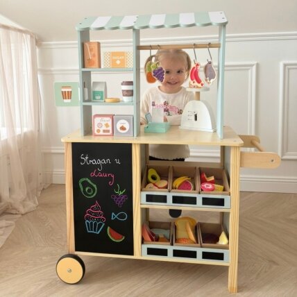 WOOPIE GREEN Didelė daugiafunkcė parduotuvėlė 5in1 kioskas prekyvietė prekybos centras restoranas kavinė virtuvė 73 el. 3