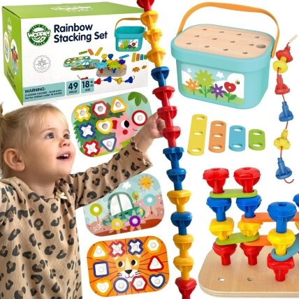 WOOPIE GREEN Konstrukcinis motorikos BOX Montessori 12w1 FSC WOOPIE GREEN Konstrukcinis motorikos BOX Montessori 12w1 FSC