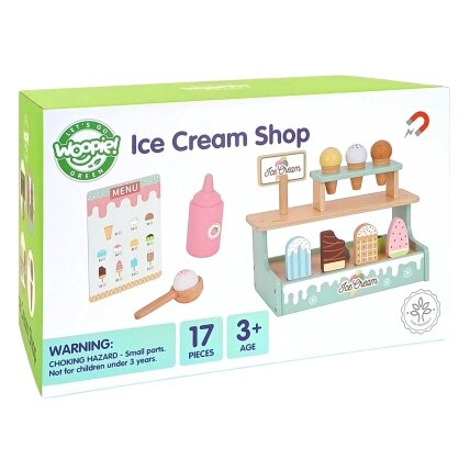 WOOPIE GREEN Medinė ledainė parduotuvėlė Rinkinys su ledais prekystalis 16 vnt. 17 WOOPIE GREEN Medinė ledainė parduotuvėlė Rinkinys su ledais prekystalis 16 vnt. 17