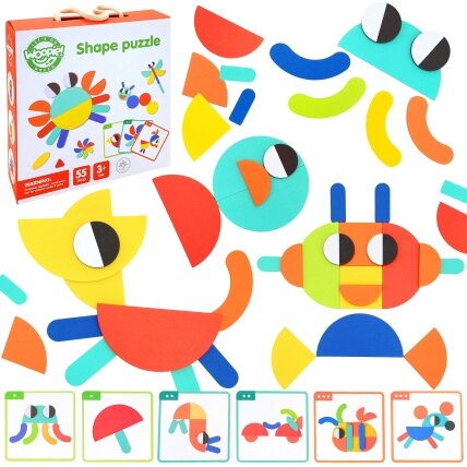 WOOPIE GREEN Medinė Montessori dėlionė 40 raštų atkurti 55 el. FSC sertifikatas