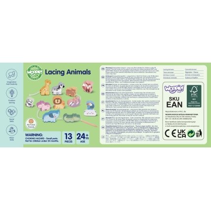 WOOPIE GREEN Medinė suveriama vėrimo dėlionė ZOO Montessori 13 el. 15 WOOPIE GREEN Medinė suveriama vėrimo dėlionė ZOO Montessori 13 el. 15