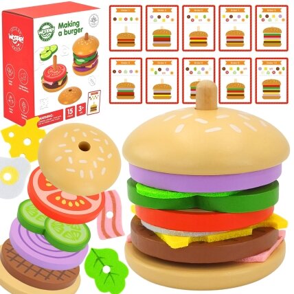 WOOPIE GREEN Medinis burgeris – restoranas, dėlionė vaikams, 15 el. FSC sertifikatas