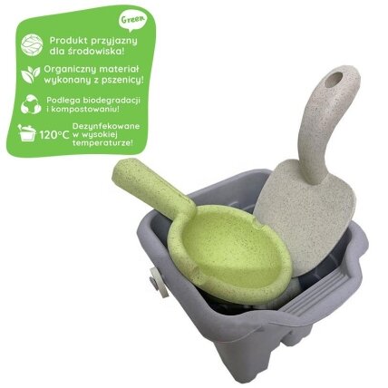 WOOPIE GREEN Smėlio žaidimų rinkinys kibirėlyje Bokštas 8 el. BIODEGRADUOJAMA ORGANINĖ MEDŽIAGA 1
